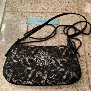KATE LANDRY Lace & Rhinestone Purse